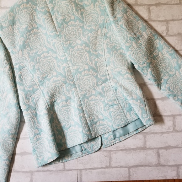 Villager Floral Jacquard Blazer Sea Foam Ivory 10 - Picture 7 of 8